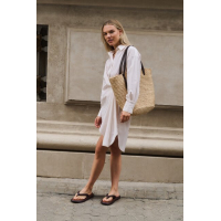 YAYA Jurk met knoopdetails semolina brown dessin