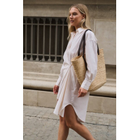 YAYA Jurk met knoopdetails semolina brown dessin