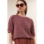 By-bar neva slub stripe top, withered rose stripe