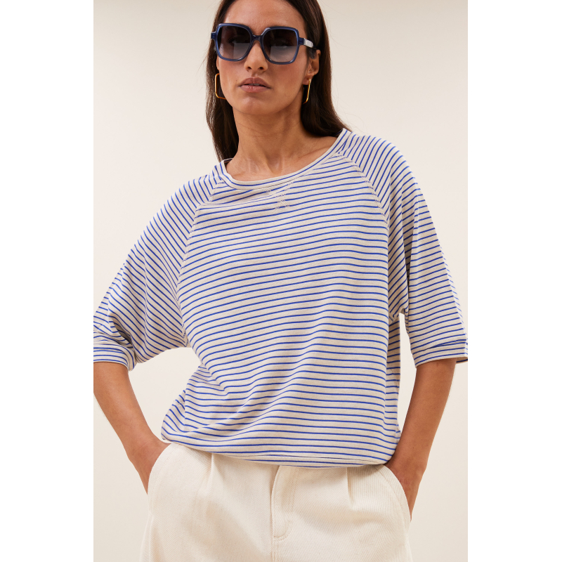 By-bar neva small stripe top, kingsblue small stripe