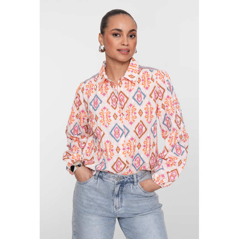 Geisha blouse, light pink/chambray