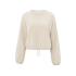 YAYA Sweater with cord at bottom hem, light beige melange