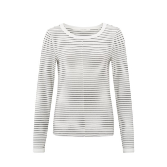 YAYA Striped long sleeve top with contrast details, blanc de blanc white dessin