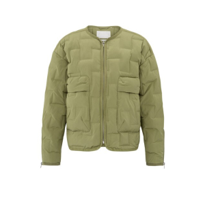 YAYA Short nylon quilted jacket with zipper details, olive