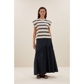 By-bar mason stripe top, navy grain stripe