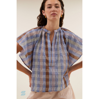 By-bar vina check blouse, grid print