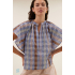 By-bar vina check blouse, grid print