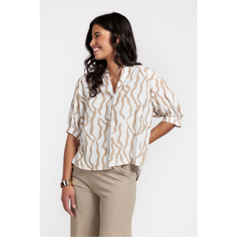 Studio Anneloes  DARCY SKIN CREPE BLOUSE - OFFWHITE/CLAY
