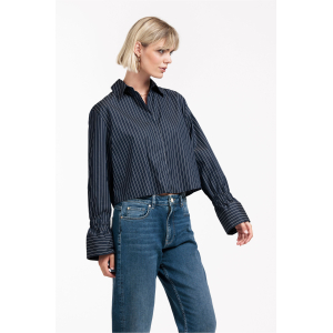 Studio Anneloes  Fildeli poplin stripe blouse - dark blue/off white