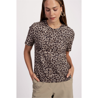 Studio Anneloes  Leopard travel Tee - latte/black