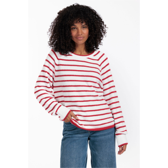 Studio Anneloes Josh stripe pullover - off white/deep red