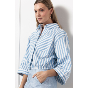 Studio Anneloes Noleste poplin stripe blouse - mid blue/white Studio Anneloes Noleste poplin stripe blouse - mid blue/white