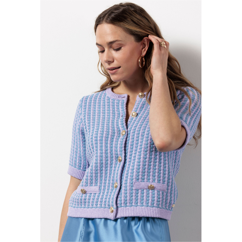 Studio Anneloes  Chance cardigan - light lila/light blue