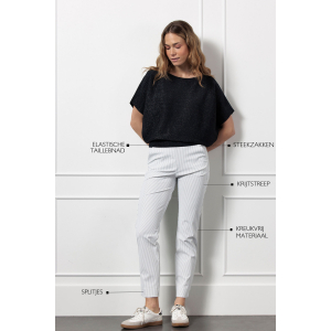 Studio Anneloes  Anne bnd pinstripe trousers - off white/dark blue