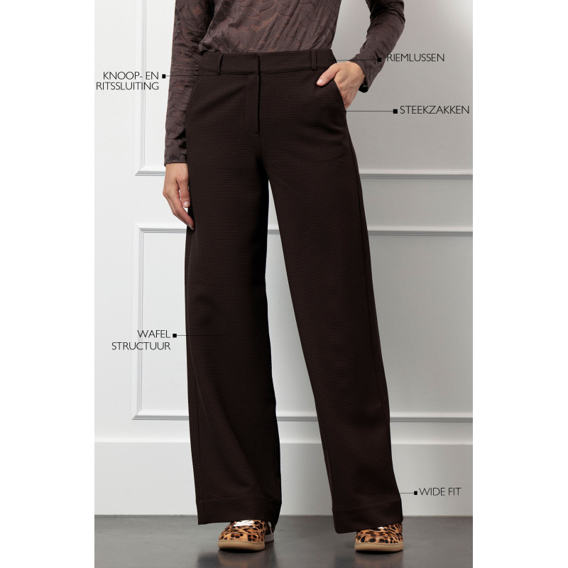 Studio Anneloes  Lexie waffle trousers - espresso