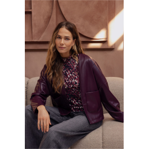 Studio Anneloes Vero faux leather jacket - blackberry