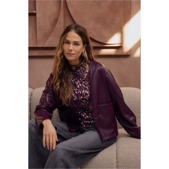 Studio Anneloes Vero faux leather jacket - blackberry