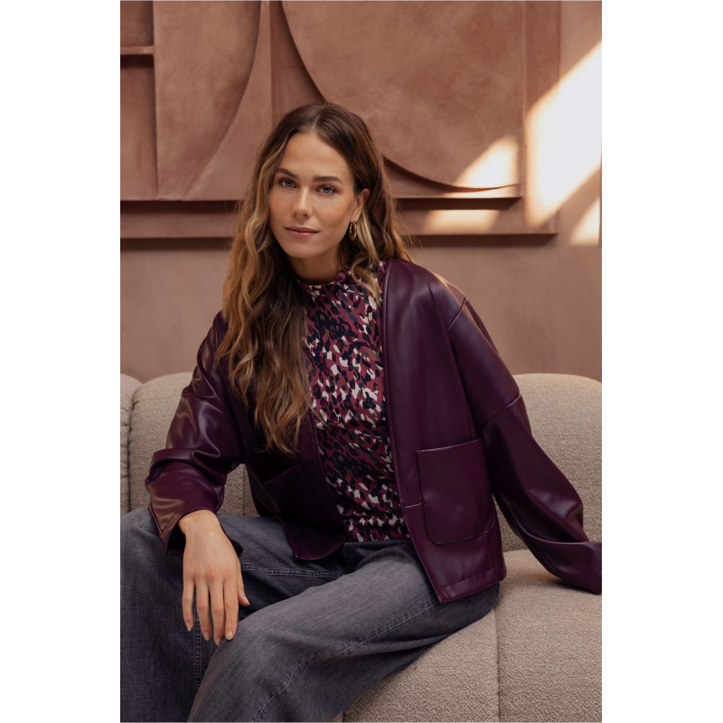 Studio Anneloes Vero faux leather jacket - blackberry