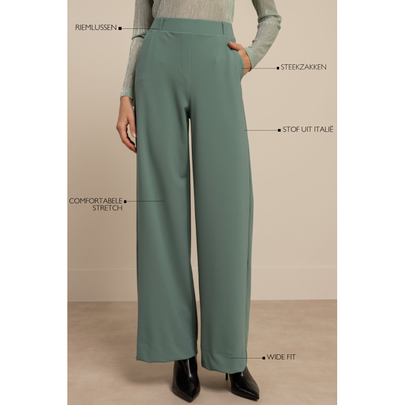 Studio Anneloes  Lexie bonded trousers - dark sage green