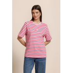 Studio Anneloes  Stripe studio floor t-shirt - ruby red/ pop pink