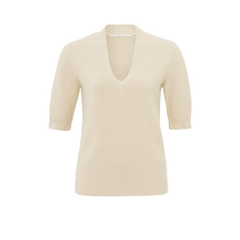 YAYA v-neck short sleeve sweater, off-white knit