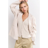 YAYA Woven oversized blazer with belt, safari melange