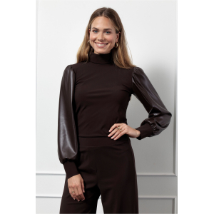 Studio Anneloes  Noortje faux leather top - espresso