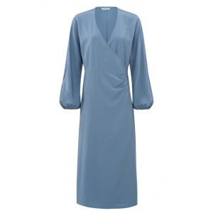 YAYA Wrap dress w. small buttons, infinity blue