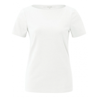 YAYA T-shirt with boatneck, pure white