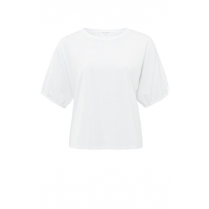YAYA T-shirt with elastic puff sleeves, pure white