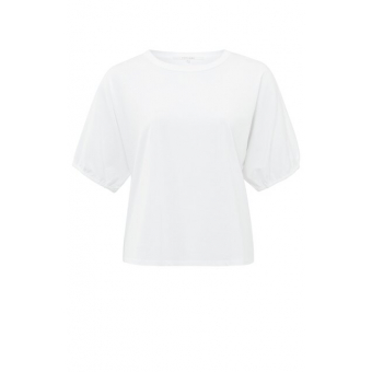YAYA T-shirt with elastic puff sleeves, pure white