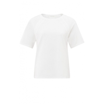 YAYA T-shirt with braided details, pure white