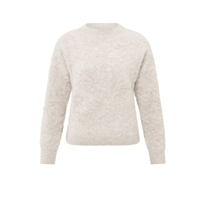 YAYA Flower jacquard sweater, off white melange