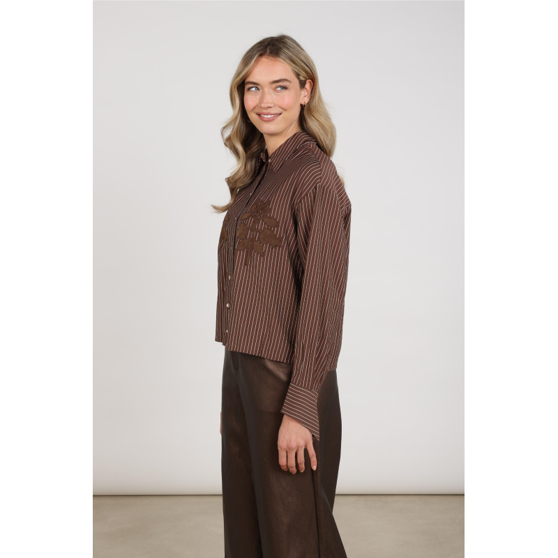 Nukus alice blouse stripes embroidery chocolate