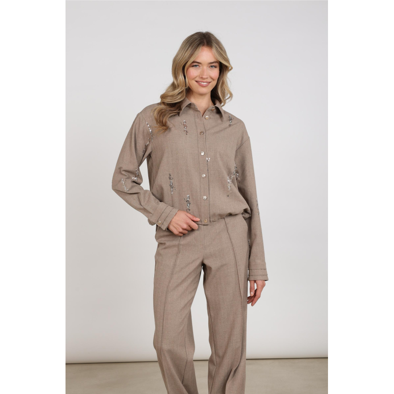 Nukus annelynn blouse paillet taupe