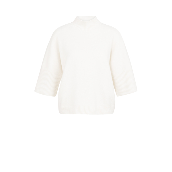 YAYA Sweater with rib sleeves snowfall white melange