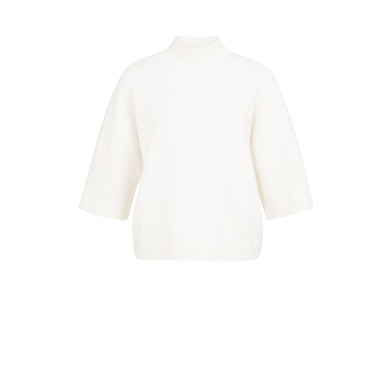 YAYA Sweater with rib sleeves snowfall white melange