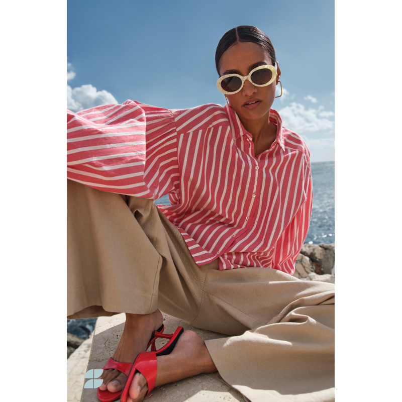 By-bar sarah short stripe blouse, red stripe