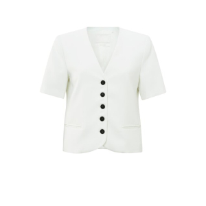 YAYA Shortsleeve cropped blazer, blanc de blanc white
