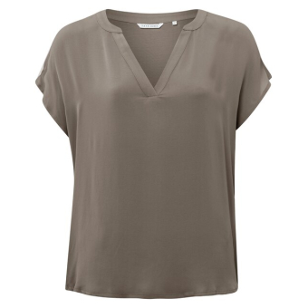 YAYA Fabric mix top, clay pebble grey