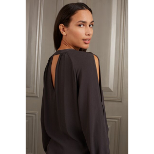 YAYA Woven top with open sleeve, anthracite