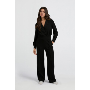 YAYA Jersey wide leg jumpsuit, black