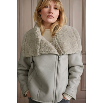 YAYA Faux leather lammy jacket, dove gray