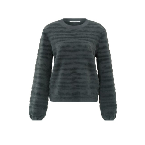 YAYA Fur jaquard sweater longsleeve, dark metal grey