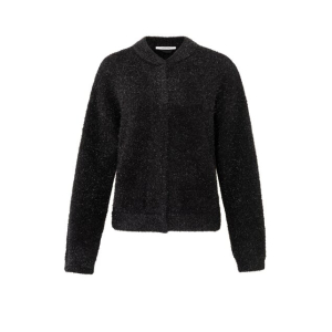 YAYA Glitter furry bomber cardigan, black