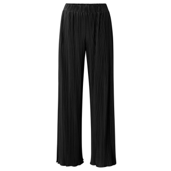 YAYA Jersey plisse wide leg trousers, black