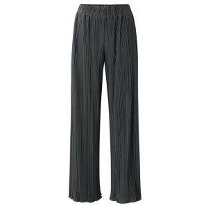 YAYA Jersey plisse wide leg trousers, dark metal grey