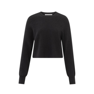 YAYA Raglan rib sleeve sweater, black