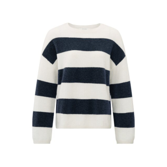 YAYA Oversized block stripe sweater, off white dessin