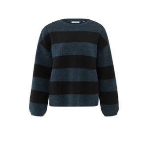 YAYA Oversized block stripe sweater, outer space blue dessin